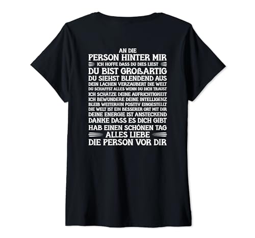 Damen Positive Vibes Affirmation Die Person Hinter Mir (Rücken) T-Shirt mit V-Ausschnitt von Positiver Spruch für Die Person hinter Mir