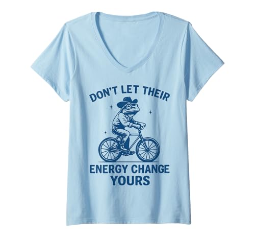 Damen Don't Let Their Energy Change Yours Frosch T-Shirt mit V-Ausschnitt Damen Don't Let Their Energy Change Yours Frosch T-Shirt mit V-Ausschnitt von Positivität Selbstfürsorge Emotionale Stabilität
