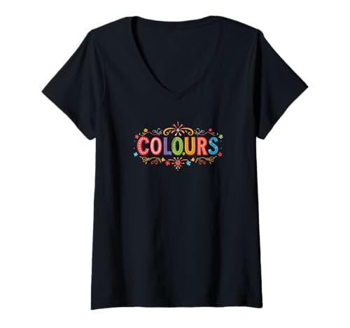 Damen Farben. Abstrakte Kunst, T-Shirt mit V-Ausschnitt Damen Farben. Abstrakte Kunst, T-Shirt mit V-Ausschnitt von Positivity, Inclusive quote