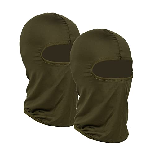 POSSBAY Sturmhaube Herbst Winter Balaclava für Outdoorsports Radfahren, Snowboarden, Skifahren, Motorrad Fahren Winddicht Warm Gesichtshaube Einheitsgröße Herren/Damen, 2 Pieces Olive, Einheitsgröße von Possbay