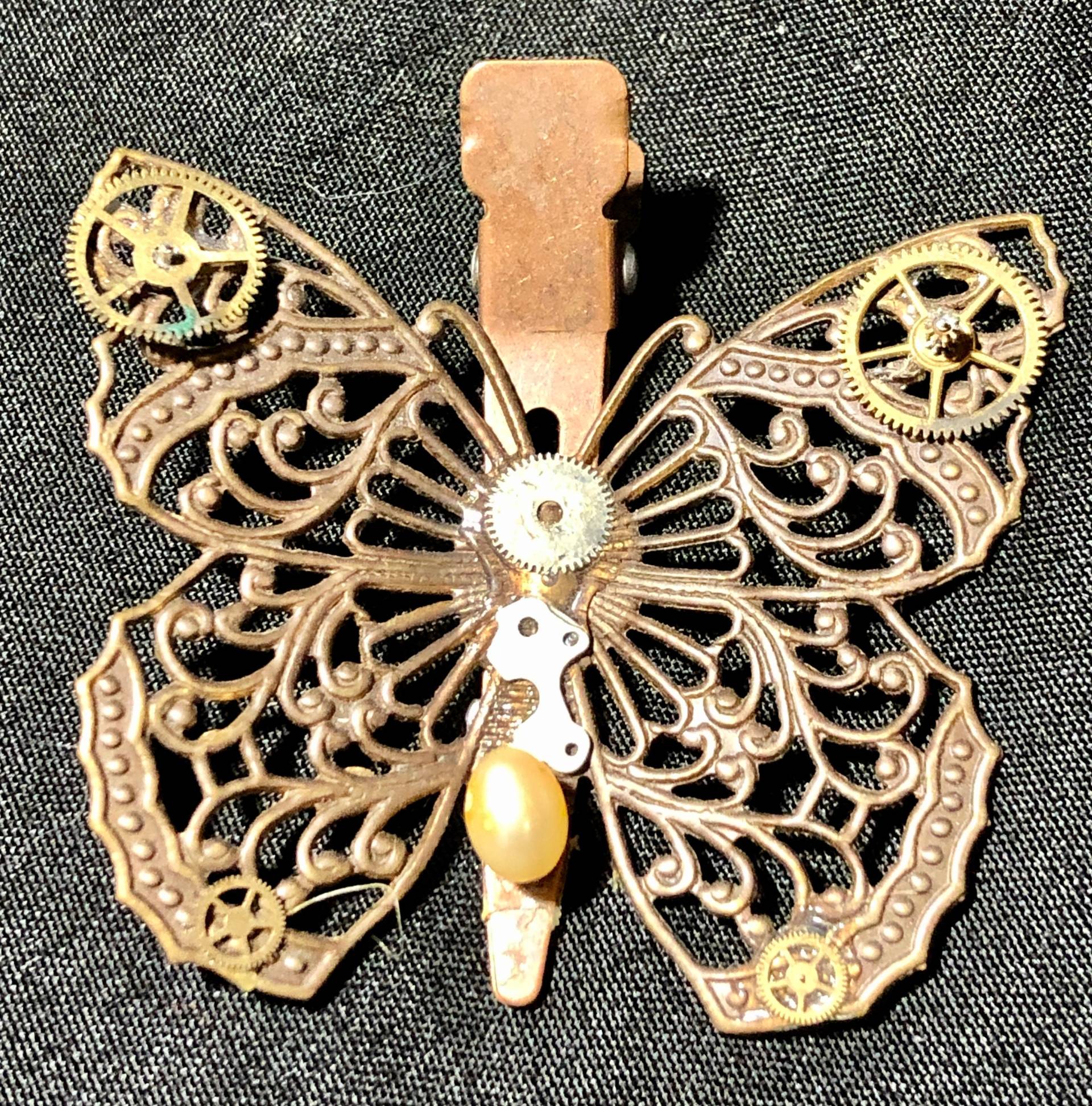 steampunk Schmetterling Mit Zahnrädern Haarspange steampunk Schmetterling Mit Zahnrädern Haarspange von PossibleWorlds
