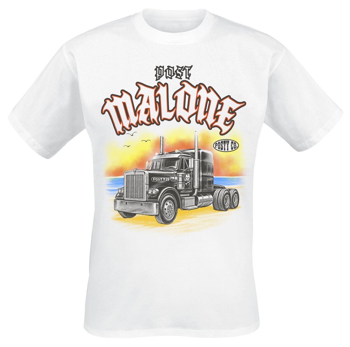 Post Malone T-Shirt - Sunset Truck - S bis 3XL - für Männer - Größe L - weiß - Lizenziertes Merchandise! Post Malone T-Shirt - Sunset Truck - S bis 3XL - für Männer - Größe L - weiß - Lizenziertes Merchandise! von Post Malone