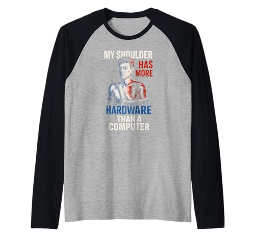 Schulterchirurgie More Hardware Fun Herren Chirurgie Patient Raglan von Post Surgery Patient Get Well Recovery Apparel