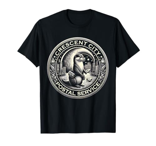 Postal Service Messenger Otter Crescent City Damen Cartoon Crew Neck Crescent City Otter Schwarz S T-Shirt von Postal Service Messenger Otter Crescent City