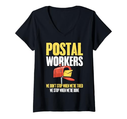 Damen Postangestellter Lieferservice Postamt Postbote Postbote T-Shirt mit V-Ausschnitt von Postal Service Tees for Women Men