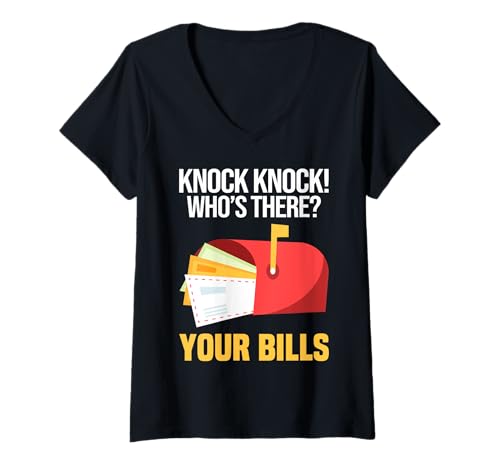 Damen Postman Mailman Knock Knock Wer ist da, dein Rechnungsbrief T-Shirt mit V-Ausschnitt Damen Postman Mailman Knock Knock Wer ist da, dein Rechnungsbrief T-Shirt mit V-Ausschnitt von Postal Worker Stuff for Postman Mailman