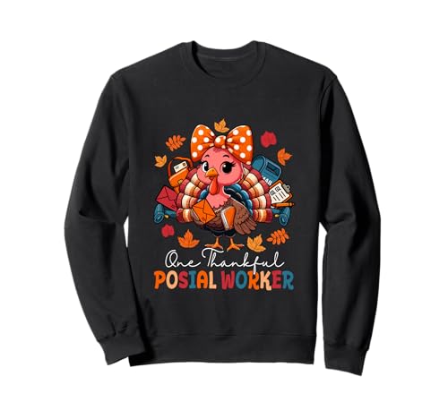 One Thankful Postarbeiter Thanksgiving Truthahn Fliege Damen Sweatshirt von Postal Worker Thanksgiving Costume