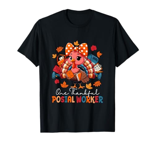 One Thankful Postarbeiter Thanksgiving Truthahn Fliege Damen T-Shirt von Postal Worker Thanksgiving Costume