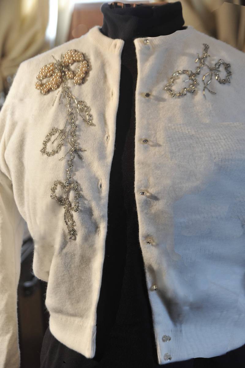 Jahrgang Rosanna 70Er Oder 60Er Jahren Weichen Weißen Strickjacke Pullover Super Turbo Frauen S/M Perlen von PostalCommerce