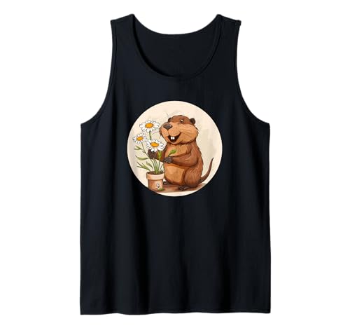 Süßer Biber mit Topfblumen Kostüm für Erwachsene und Kinder Tank Top Süßer Biber mit Topfblumen Kostüm für Erwachsene und Kinder Tank Top von Pot Flower Beaver
