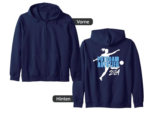 Potsdam Fußball Kicken Fan Turbine Frauen blau weiss Kapuzenjacke von Potsdam Fussball Kicken Fan Damen Turbine Outfit