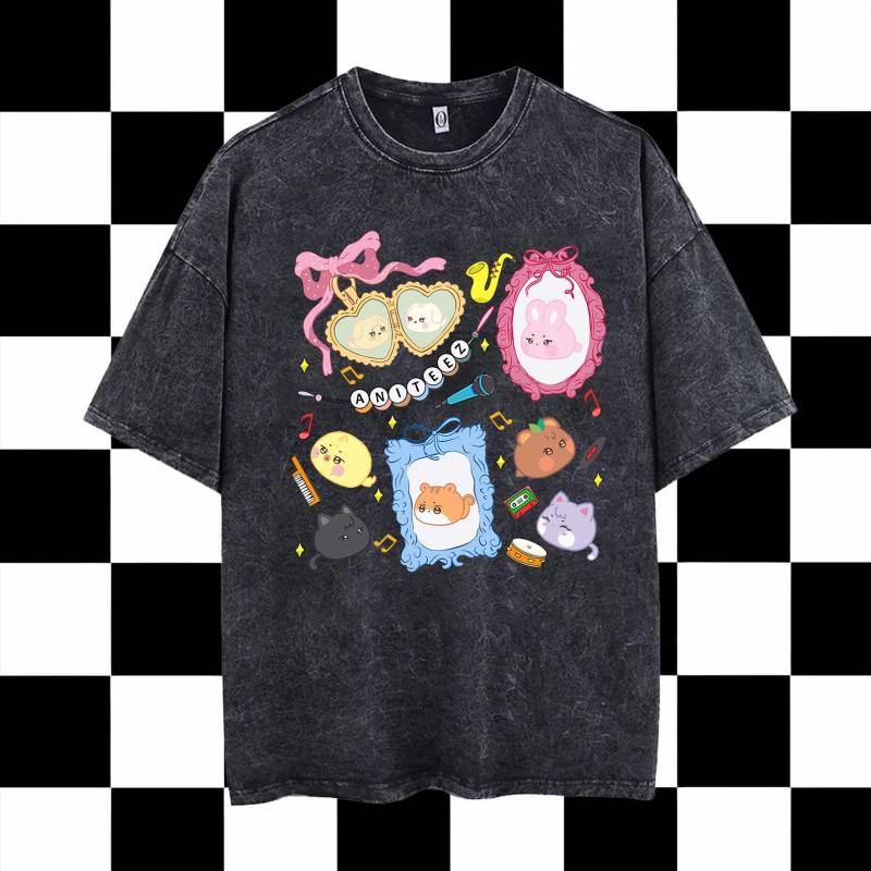 Retro Ateez Aniteez Mineral Wash T-Shirt, Goldene Stunde Teil 3 Shirt, Mitglieds 2025 Welttournee in Deiner Fantasie von PotsdamPlazash