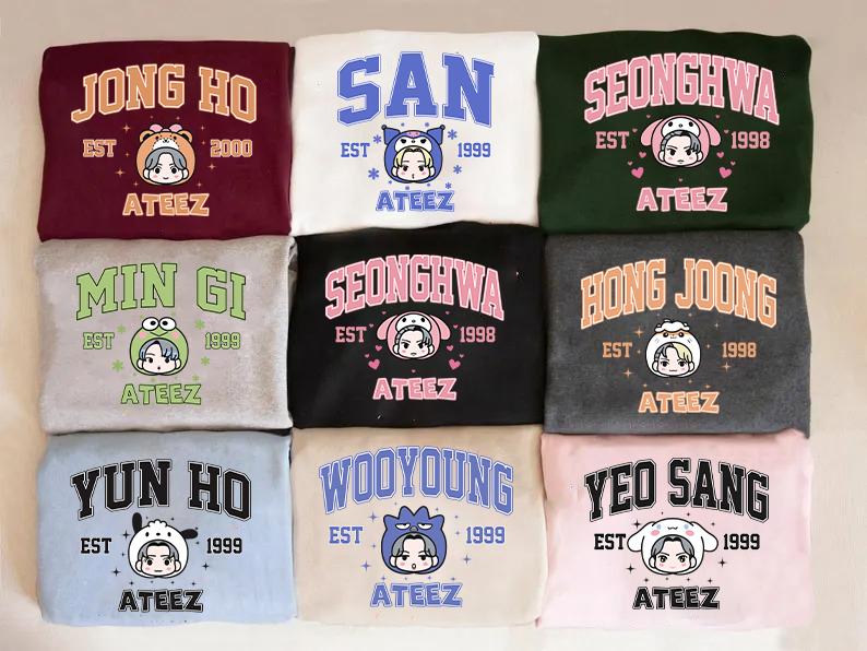 Süßes Ateez Mitglieder Aniteez Sweatshirt, The World Ep.fin Will Album Shirt, Ateez Kpop Hongjoong, Mingi, San, Yunho, Jongho von PotsdamPlazash