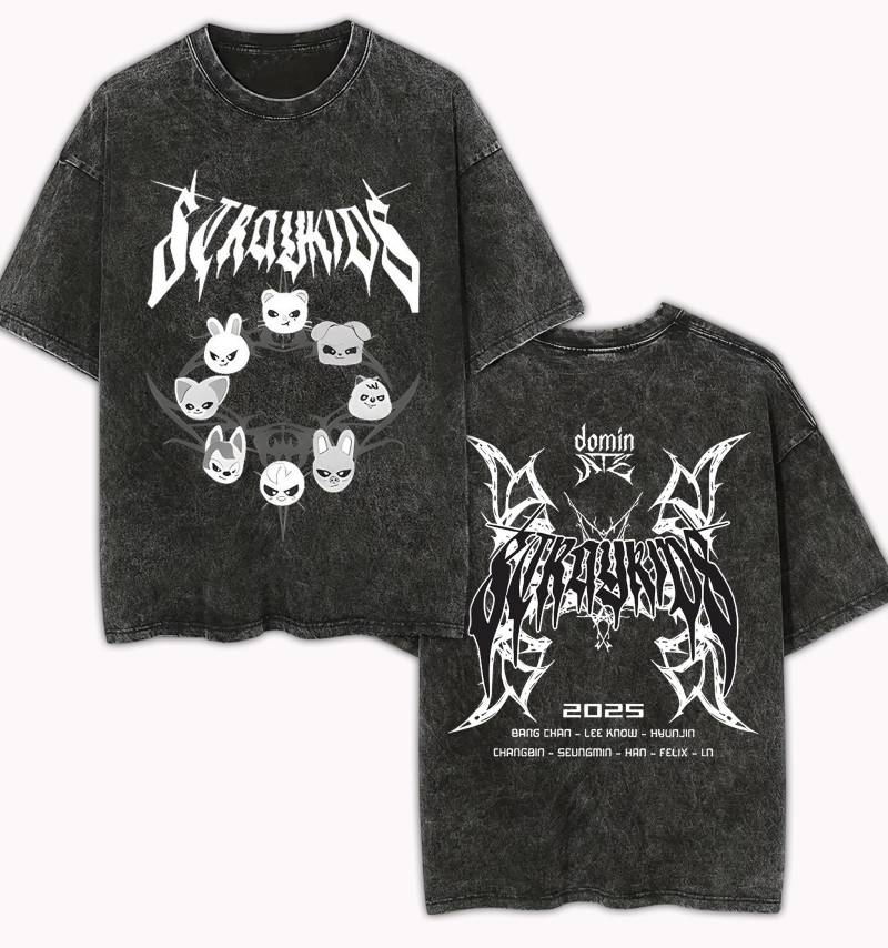 stray Kids Domiate 2 Side Mineral Washed Shirt, World Tour 2025 in Us von PotsdamPlazash