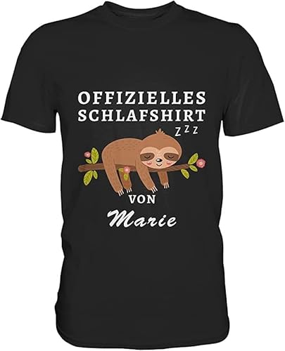 Pottbengel Personalisiertes Offizielles Schlafshirt Pyjama Schlafanzug mit Faultier T-Shirt… (3XL, Schwarz) von Pottbengel