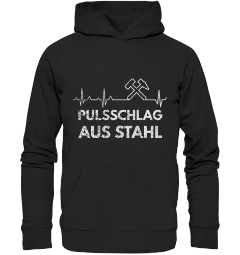 Pottbengel Pulsschlag aus Stahl Hoodie Ruhrpott Ruhrgebiet Spruch Pullover Pulli (Schwarz, L) von Pottbengel