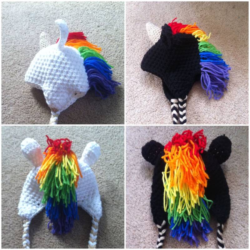 Gehäkelte Regenbogen Einhorn Mütze von Potterfreakg