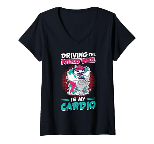 Damen Töpferei Rad Drehen Ist Mein Cardio T-Shirt mit V-Ausschnitt Damen Töpferei Rad Drehen Ist Mein Cardio T-Shirt mit V-Ausschnitt von Pottery Clay Lovers And Clay Art Designs