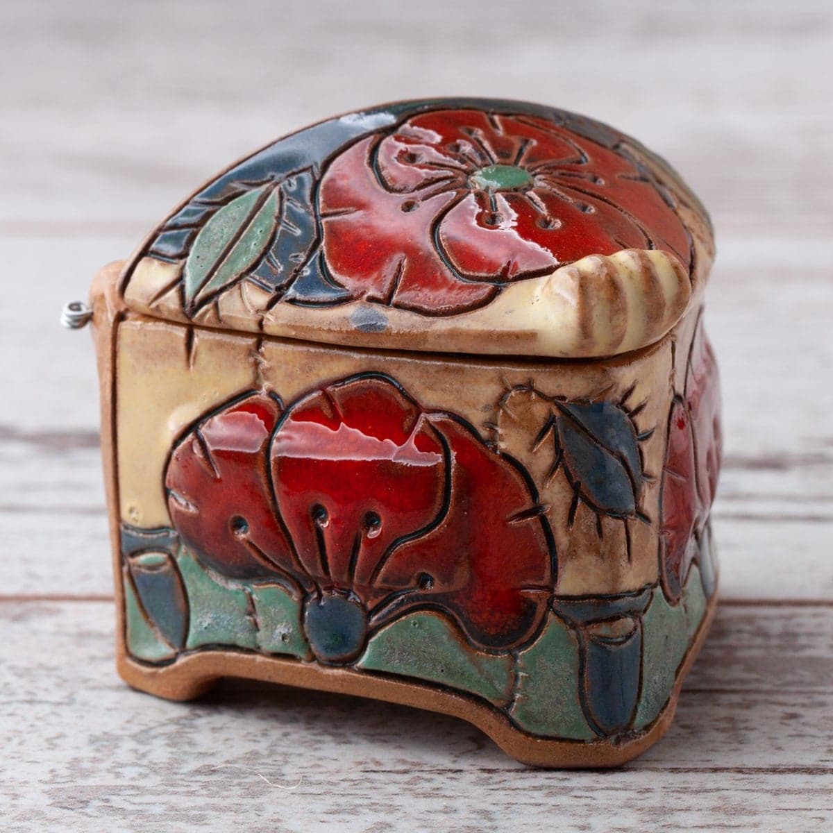 Handgemachte Keramik Schmuckbox Handbemalte Florale Keramikbox Handgemachte Keramik Schmuckbox Handbemalte Florale Keramikbox von PotteryPapas