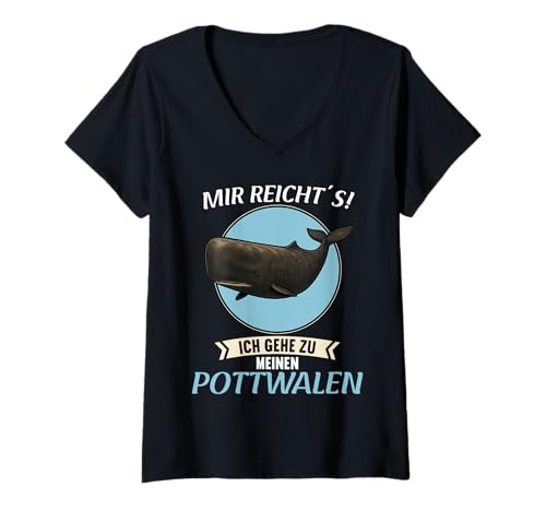 Damen Pottwale Pottwal T-Shirt mit V-Ausschnitt von Pottwale Pottwal Tier Shop