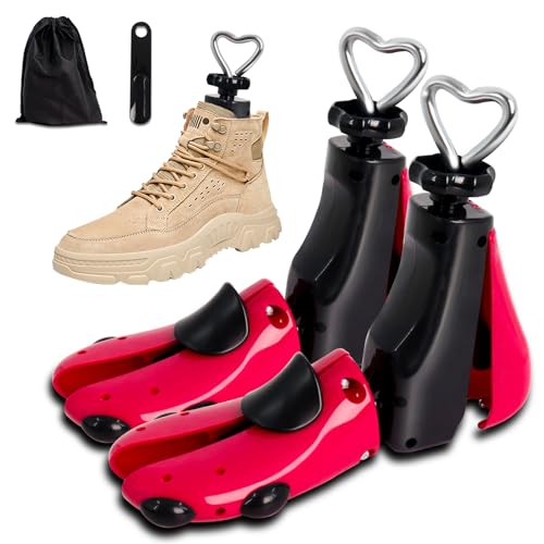 Potufa Schuhspanner Herren und Damen, Schuhdehner Schuhweiter für Einstellbare Breite Und Länge, 4-Wege Stiefelspanner werden verwendet, Dient zur Lockerung zu enger Schuhe(Rot 2PCS) von Potufa