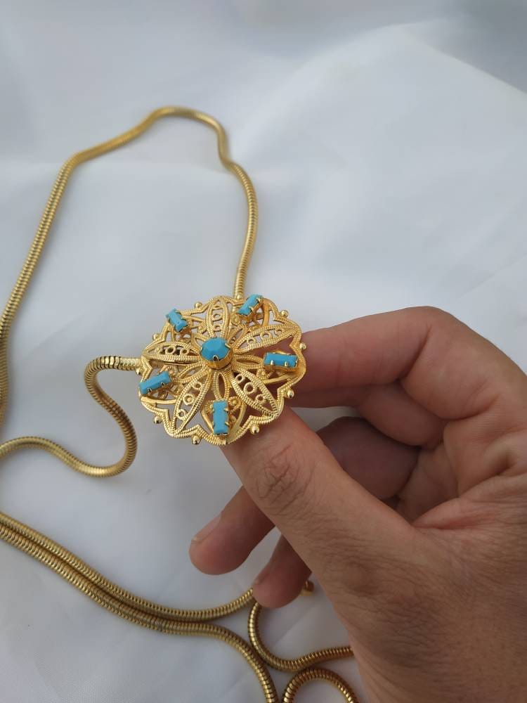 Vintage Gürtel - Kette Blume Halskette Schlangenkette Taille Schmuck Verstellbare Gold Ton Retro von PouggsVintage