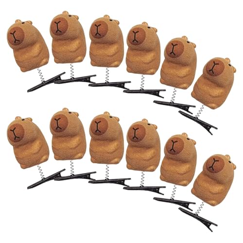 Capybara-Haarklammer für , Set mit 12 Cartoon-Tier-Beflockungsklauen, leichtes Haarstyling-Ornament, starkes, sicheres Haarnadel-Accessoire mit Feder-Design für Frauen und Mädchen von Poupangke