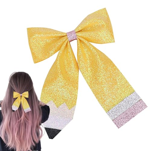 Poupangke Bleistift-Haarschleifen-Clips,Bleistift-Haarspangen mit Schleife - Haarspange im Glitzer-Bleistift-Design für Mädchen - Multifunktionaler Haarschmuck mit Schleife und Krokodilklemme für Poupangke Bleistift-Haarschleifen-Clips,Bleistift-Haarspangen mit Schleife - Haarspange im Glitzer-Bleistift-Design für Mädchen - Multifunktionaler Haarschmuck mit Schleife und Krokodilklemme für von Poupangke