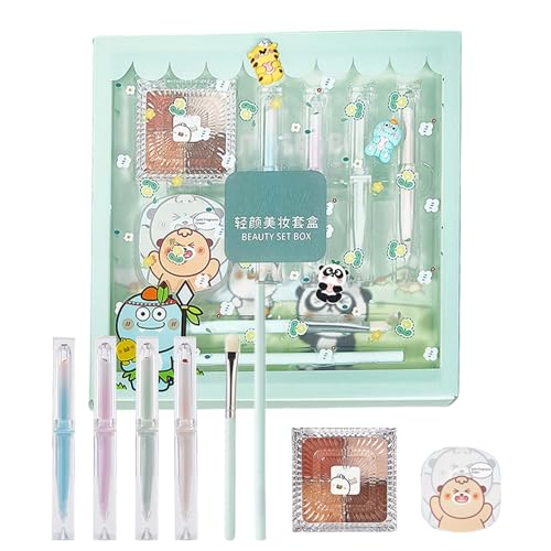 Poupangke Damen-Kosmetik-Set – komplettes Make-up-Set für Damen, Reise-Kosmetik-Set mit Augenbrauenstift, Lippenstift und Pinsel für tägliches Pendeln, Reisen von Poupangke