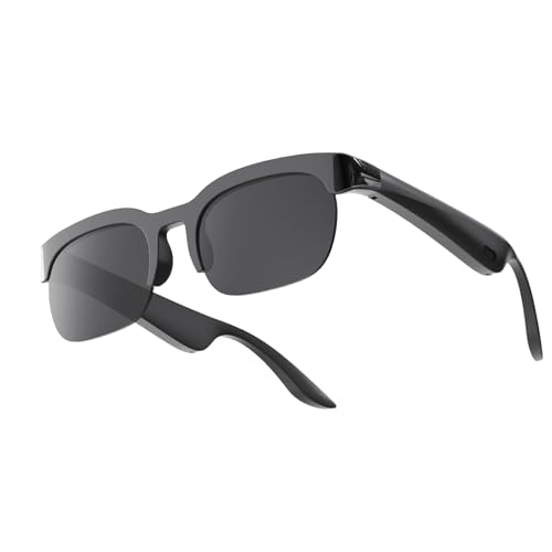 Poupangke Drahtlose Brille - Integrierte Lautsprecher Kabellose Kopfhörer-Sonnenbrille,Leichtgewichtiger Rahmen UV-Schutz Audiotelefonie Unisex Sportbrille für Sport Arbeit und Spiele von Poupangke