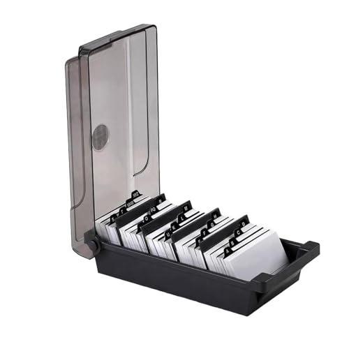 Poupangke Großer Visitenkartenhalter, Visitenkartenetui,Namenskarten-Organizer - Desktop-Visitenkarten-Organizer mit -Registerkarten, große Aufbewahrungsbox für Namenskarten, Kapazität: 500 Karten von Poupangke