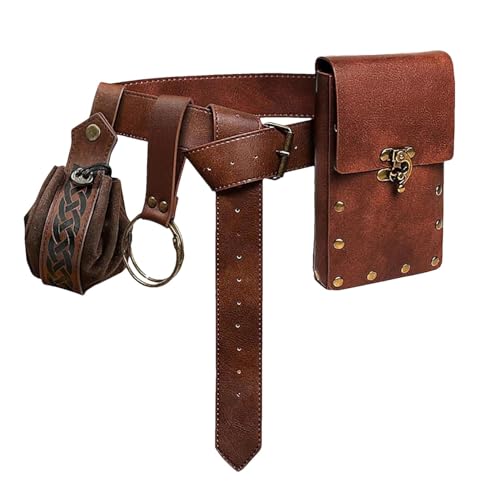 Poupangke Gürteltasche Renaissance,Hüfttasche aus Leder | Retro Rock Gothic Hüfttaschen Packs | Oberschenkel-Bein-Cross-Over-Beutel, Hüfttasche im Punk-Stil für Frauen von Poupangke