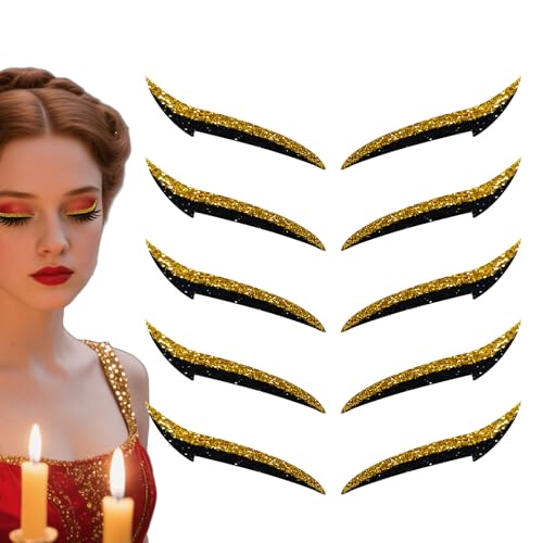 Wiederauffüllbare Augen Liner Sticker - Selbstklebende Permanent Make-up Patches,10 Stück wasserfeste Augen Make Up Aufkleber, langanhaltende Lidschatten Streifen für Damen und Mädchen von Poupangke