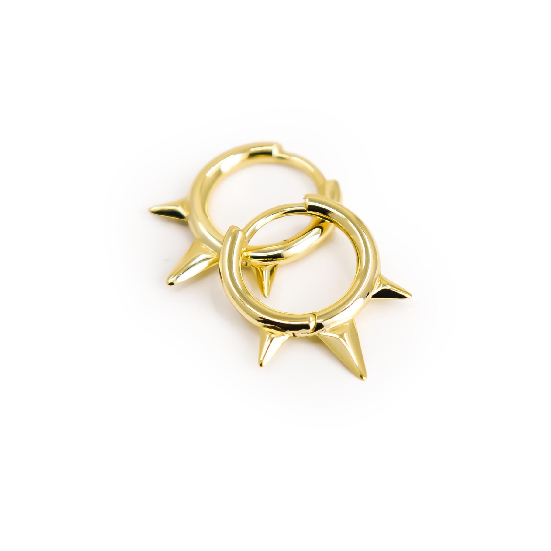 3 Spike Ohrringe Gold, Creolen 14K Vergoldet 925 Silber, Mit Spikes, Huggie Punk, Gothic Schmuck Geschenk Für Frauen 3 Spike Ohrringe Gold, Creolen 14K Vergoldet 925 Silber, Mit Spikes, Huggie Punk, Gothic Schmuck Geschenk Für Frauen von PourLaRebelle