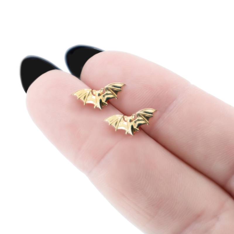 Fledermaus Ohrringe Gold, Ohrstecker Vergoldet 925 Silber, Tiere, Kleine Schmuck Halloween Fledermaus Ohrringe Gold, Ohrstecker Vergoldet 925 Silber, Tiere, Kleine Schmuck Halloween von PourLaRebelle