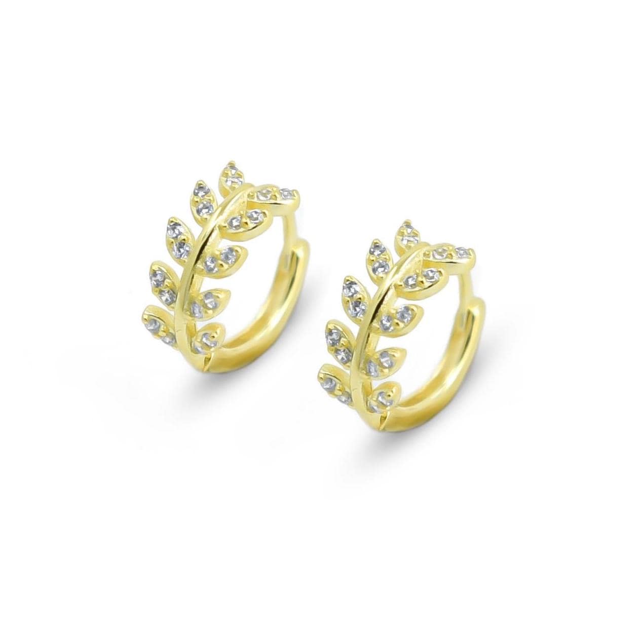 Funkelnde Boho Ohrringe Gold, Blatt Creolen 14K Vergoldetes 925 Silber, Kleine Huggie Natur, Schmuck Geschenk Für Frauen Funkelnde Boho Ohrringe Gold, Blatt Creolen 14K Vergoldetes 925 Silber, Kleine Huggie Natur, Schmuck Geschenk Für Frauen von PourLaRebelle