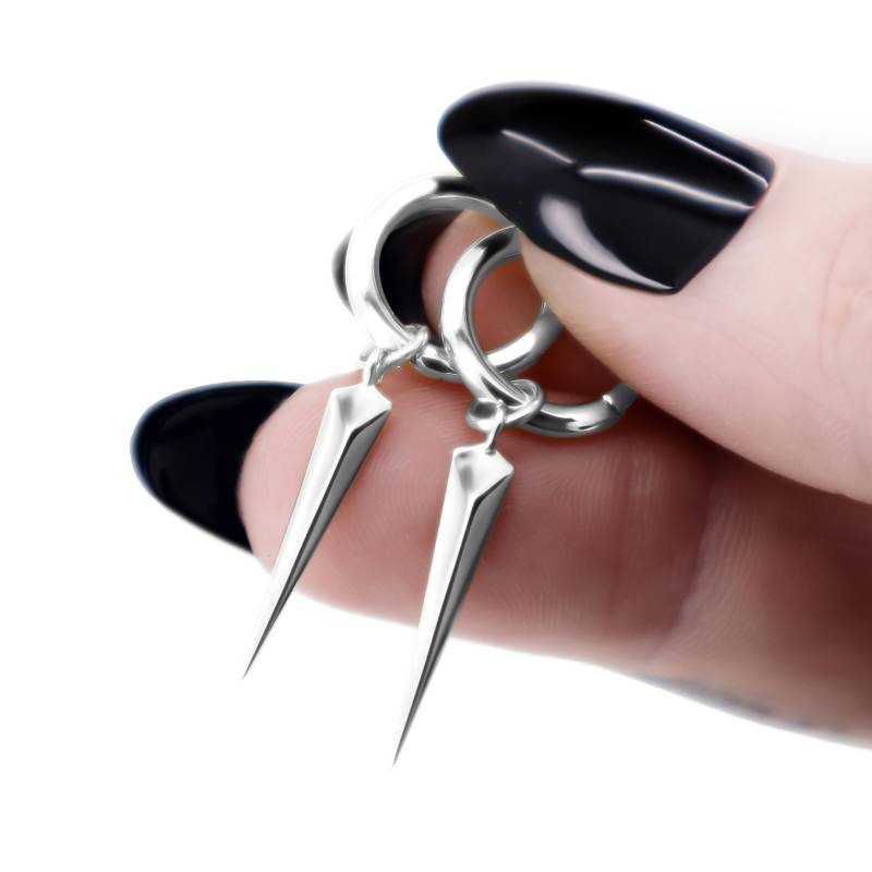 Lange Spike Ohrringe Silber 925, Creolen Mit Anhänger Silber, Huggie Punk, Gothic Schmuck Geschenk Für Frauen Lange Spike Ohrringe Silber 925, Creolen Mit Anhänger Silber, Huggie Punk, Gothic Schmuck Geschenk Für Frauen von PourLaRebelle