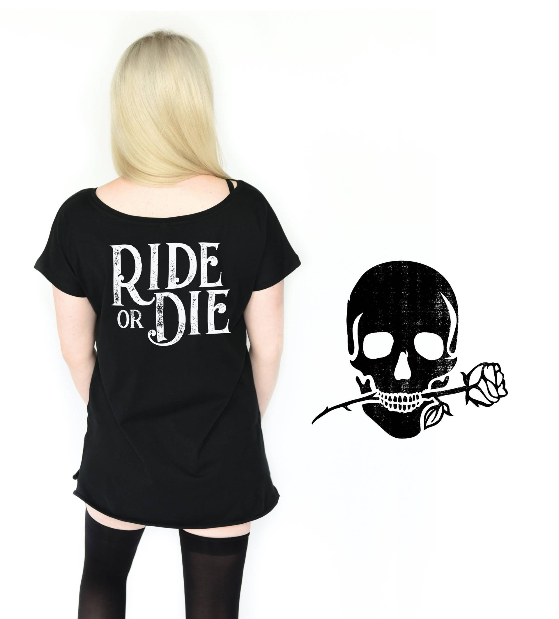 Tshirt Kleid Schwarz Totenkopf | Longshirt T Shirt Boho Sommerkleid Damen Für Damen, Minikleid, Gothic von PourLaRebelle