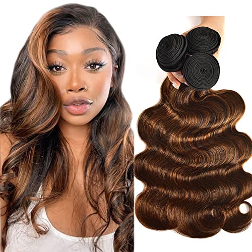 Highlight Body Wave Bundles Körper Welle brasilianisches Haar P4/30 Menschliches Haar 3 Bündel Tow Tone Hair Bundle Double Weft Menschenhaarbündel für Frauen 12 14 16 Inch von Poutpoutm