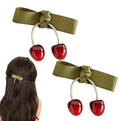 Alligator-Kranken-Haarspangen, niedliche Alligator-Haarspangen, 2 x Krokodilklemmen für Frauen und Mädchen, niedliche Kirschkirsche. Vielseitiges Haarzubehör von Povanjer