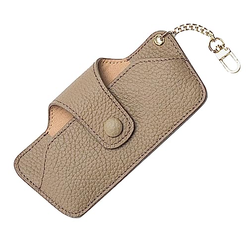 Schlankes Brillenetui | Brillentaschen | Brillenetui aus Oberschicht Rindsleder | Dünnes Tragbares Brillenetui | Modische Sonnenbrillenetui mit Kette inkl, hellgrau, 1 von Povanjer