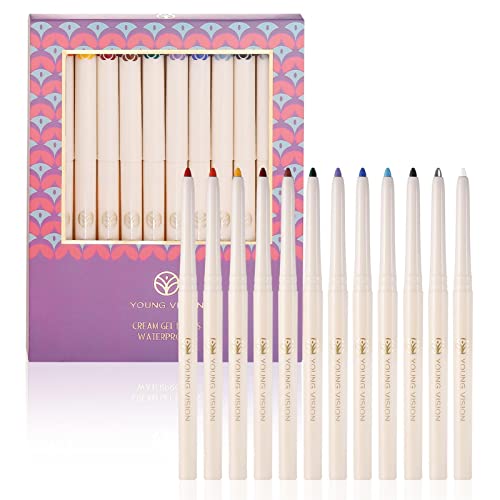 Farbiges Kajalstift-Set - 12 Farben Glattes Farb-Eyeliner-Set Für Frauen,Einziehbare Augen-Make-up-Liner, Präzisionsspitze, Gleitet Leicht Auf, Um Jeden Look Zu Kreieren Povanjer von Povanjer