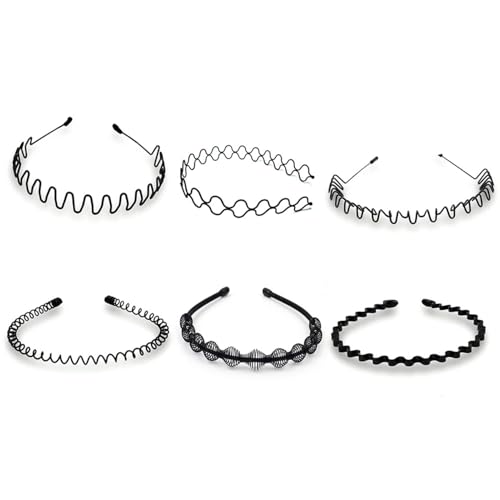 Gewelltes Metall-Stirnband | Haarband aus Metall, 6 Stück, Zickzack-Haarband,Haarbänder Metall gewelltes Haarband Zickzack Stirnbänder Unisex gewelltes Stirnband Haarband von Povanjer