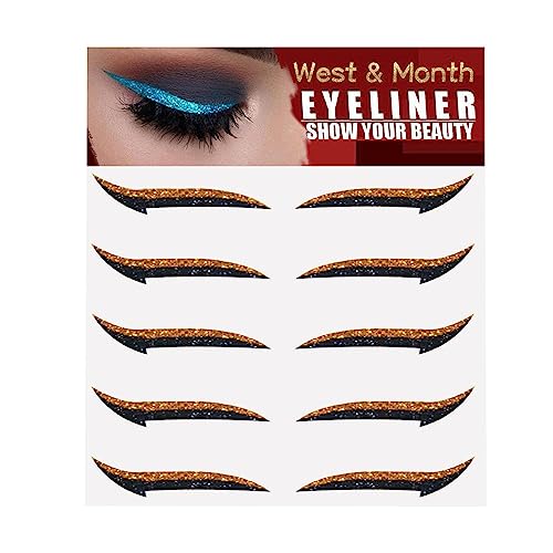 Glitzer Eyeliner Aufkleber | Instant Selbstklebende Eyeliner Schablone 5 Paar – Aufkleber Eyeliner Werkzeug, Make-up Eyeliner Aufkleber, geflügelte Eyeliner Schablone von Povanjer