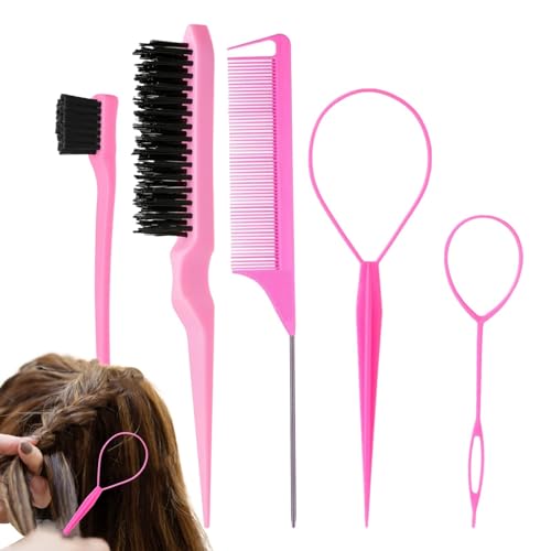 Haarflechtwerkzeug, Haarflecht-Set – Haarlocken-Werkzeug für Frauen, 5 Stück, Haarschwanzwerkzeuge für die von Frauen und Mädchen, Zugwerkzeuge von Povanjer
