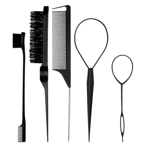 Haarflechtwerkzeug, Haarflechtset, Haarflechtset für Mädchen, Tragbares Haarschlaufen-Werkzeugset für Frauen, 5-teiliges Haarflechtwerkzeug, Schwanzflechtwerkzeug für das Haarstyling von Povanjer