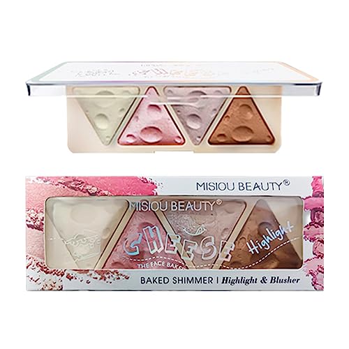 Highlighter-Palette,4 Farben wasserfestes, leuchtend schimmerndes Gesichtsrouge | Bright Shimmer Face Highlighter Makeup Palette, Natural Glow Facial Highlighter für Frauen und Mädchen Povanjer von Povanjer