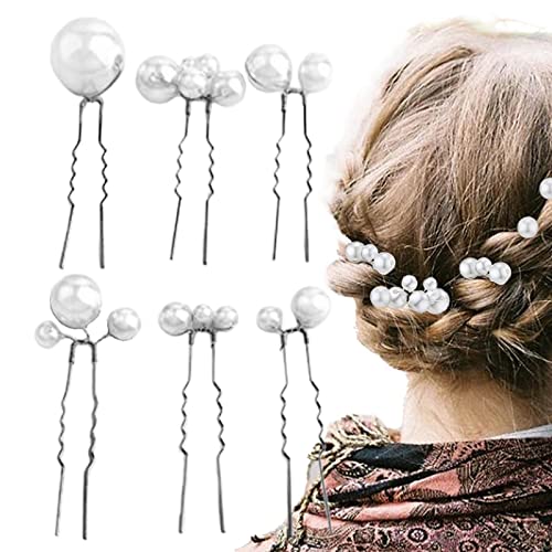 Hochzeit Perle Haarnadeln | 6 Stück Haarnadeln in U-Form für Damen,Elegante Haarspangen für die Hochzeit von Braut und Brautjungfer Povanjer von Povanjer