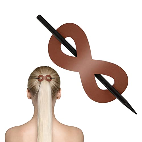 Holz Haarstab Leder Haarspangen,Haarspange mit Stick Kunstleder Haarspange Haarschieber | 8 Form Pferdeschwanz Clip Leder Haarschmuck für Frauen Haarhalter Clip Muttertagsgeschenk Povanjer von Povanjer