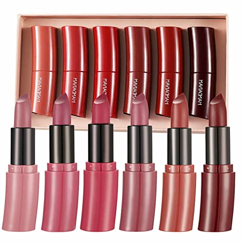 Kosmetisches Lippenstift-Set | Feuchtigkeitsspendender Lippenstift | 6 Stück Matte Lippenstift Pigmentierte Frauen Party Kosmetik Feuchtigkeitsspendend Und Hydratisiert Lippen Povanjer von Povanjer